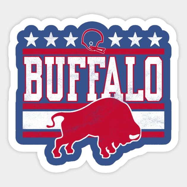 Buffalo Football retro and distressed helmet and stripe Sticker by MulletHappens